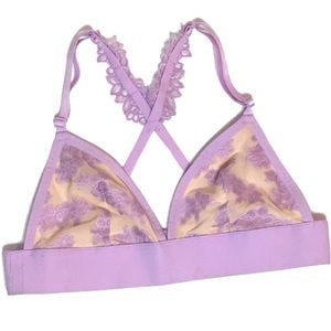 Victoria's Secret VS PINK Lilac Sweet Daisy Lace Floral Embroidered Bralette
